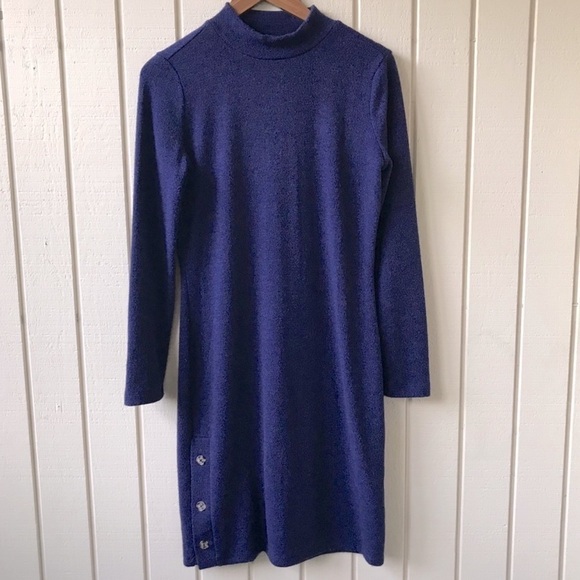 NWT Banana Republic Blue Mock Neck Sweater Dress Medium - Picture 1 of 8